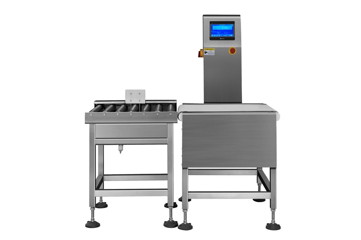 A machine that is used to check the contents of a container, also known as a check weigher machine.