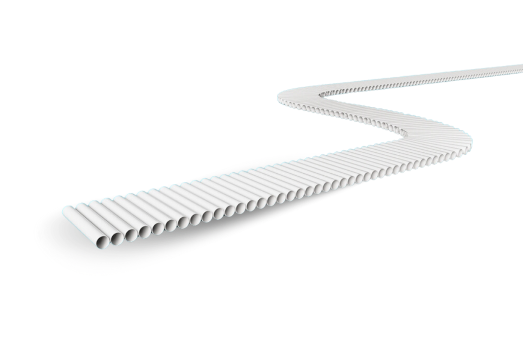 An image of a white slanted strip on a black background resembling a 90 degree conveyor belt.